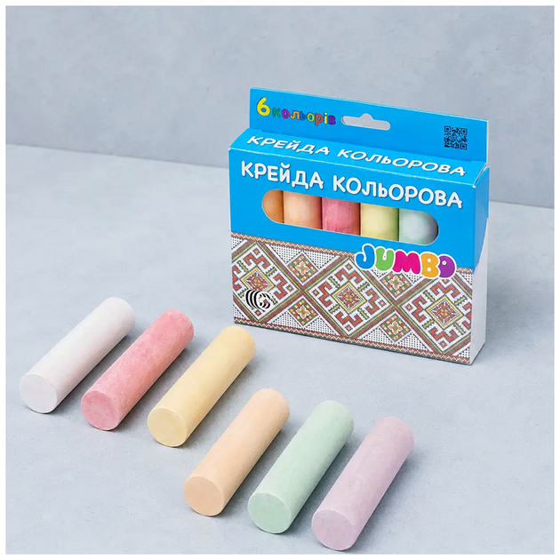 Мелки для рисования 6 цветов круглые для доски и асфальта JAMBO C SQ-29772 - Фото 9 Мелки для рисования 6 цветов круглые для доски и асфальта JAMBO C SQ-29772 - изображение 9
