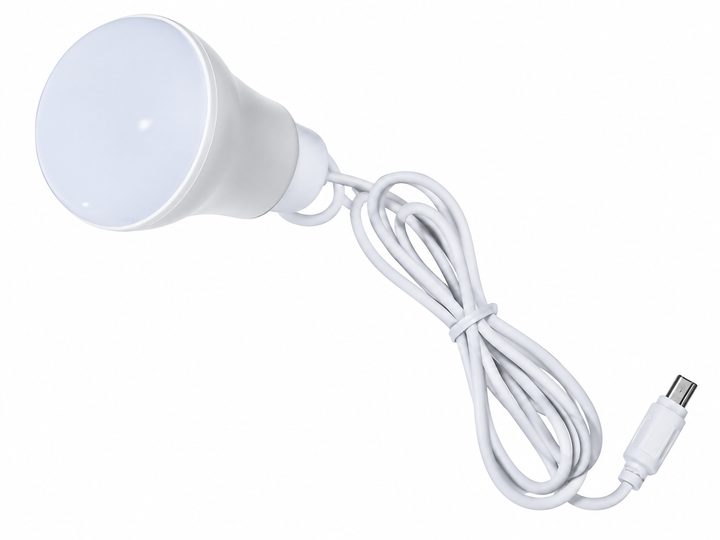 Портативная светодиодная USB лампочка от повербанка светильник USB LED Лампа 5 Ватт с кабелем 0.9 м Белый - Фото 3 Портативная светодиодная USB лампочка от повербанка светильник USB LED Лампа 5 Ватт с кабелем 0.9 м Белый - изображение 3