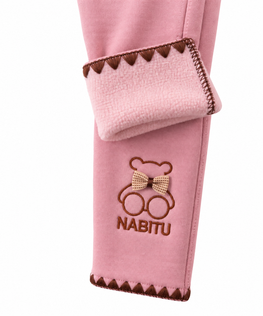 Детские теплые лосины для девочки на флисе, 130 см розового цвета (NABITU kids leggings) - изображение 5