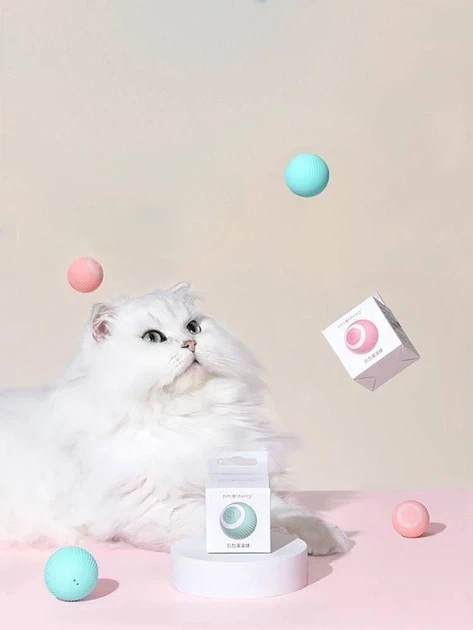 Іграшка для кота (кішки, кошеня) інтерактивний електричний м'яч (блакитний) IS3265 - зображення 4