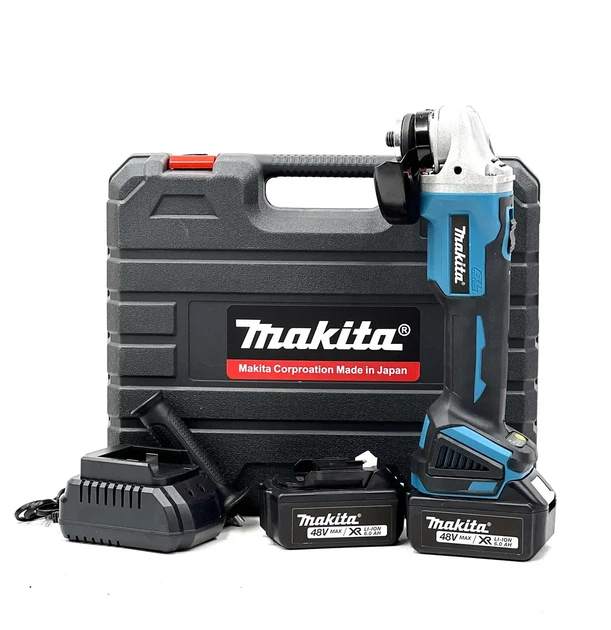 Аккумуляторная болгарка Makita DGA554ZL 48 В 5 А·ч угловая шлифмашина бесщеточная 125 мм 8500 об мин УШМ с 2 АКБ регулировкой оборотов блокировкой шпинделя М14 кейсом для резки металла плитки камня шлифовки зачистки - изображение 2