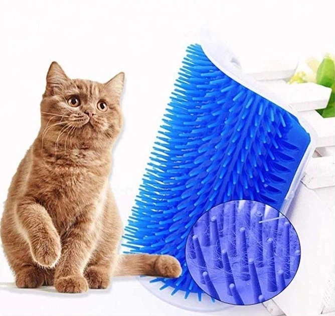Щітка чесалка масажер для кішок Cat it з м'ятою 13х8,5х3,5 см Синій - зображення 6