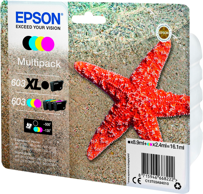 Wkład atramentowy Epson 603 XL czarny/cyan/magenta/żółty (C13T03A94010) - Zdjęcie 1 Wkład atramentowy Epson 603 XL czarny/cyan/magenta/żółty (C13T03A94010) - obraz 1