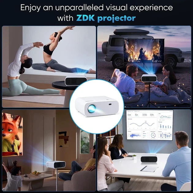Проектор 1080P Full HD Wi-Fi Bluetooth 500 ANSI, 15000 Лм, 4K, 30–300″, HDMI, USB, для дома, PS4 - изображение 5
