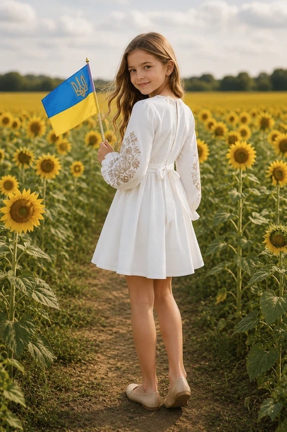 Плаття з вишивкою квітів Kiddo білий 152 см - Фото 3 Плаття з вишивкою квітів Kiddo білий 152 см - зображення 3