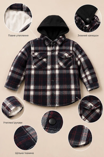Сорочка утеплена картата Street Warm Kiddo бордовий 140 см - Фото 2 Сорочка утеплена картата Street Warm Kiddo бордовий 140 см - зображення 2