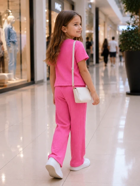 Костюм в рубчик «Pink Mood» Kiddo розовый 122 см - изображение 2