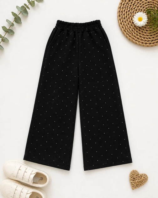Штани для дівчинки SOFT GLAM PANTS (з камінчиками) Kiddo Чорний розмір 110 (KIDDO-9124C65A4507470BAF0C5FA743415107) - зображення 3