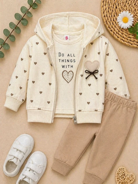 Комплект для девочки DO ALL THINGS Kiddo кремовый бежевый 68 см - изображение 3