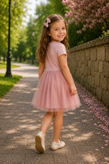 Платье для девочки «Girl Power» Kiddo пудровый 98 см - Фото 2 Платье для девочки «Girl Power» Kiddo пудровый 98 см - изображение 2
