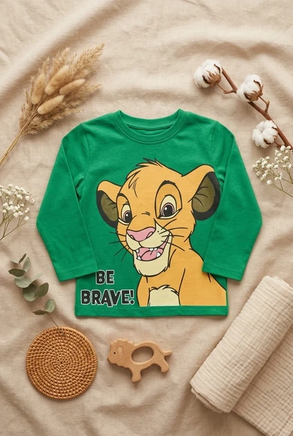 Кофта дитяча з принтом Сімби та написом "BE BRAVE!" Kiddo яскравий зелений 98 см - Фото 3 Кофта дитяча з принтом Сімби та написом "BE BRAVE!" Kiddo яскравий зелений 98 см - зображення 3