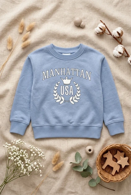 Кофта голубая "Манхэттен с короной" Kiddo 104 см - изображение 3