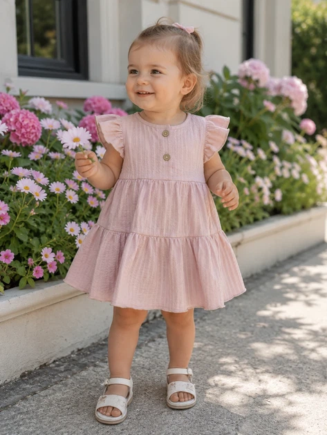Платье Cotton Breeze Kiddo пудровый 80 см - Фото 1 Платье Cotton Breeze Kiddo пудровый 80 см - изображение 1