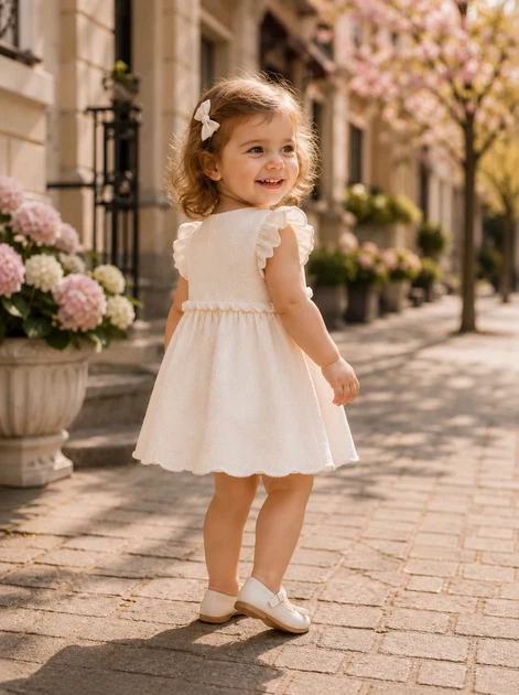 Сукня ніжна “Pearl” Kiddo молочний 80 см - Фото 2 Сукня ніжна “Pearl” Kiddo молочний 80 см - зображення 2