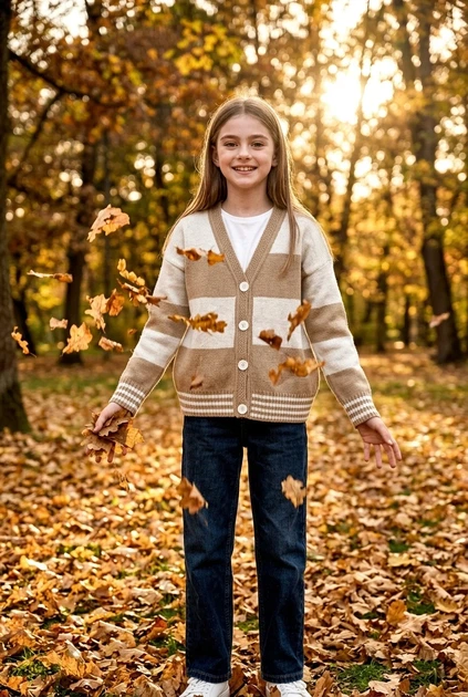 В’язаний кардиган oversize у смужку Kiddo Коричневий розмір 152 (KIDDO-68EABAD2DC16442CA3E5DB8B3639FF3E) - Фото 1 В’язаний кардиган oversize у смужку Kiddo Коричневий розмір 152 (KIDDO-68EABAD2DC16442CA3E5DB8B3639FF3E) - изображение 1