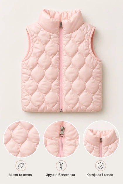 Жилетка стеганая Soft Kids Kiddo персиковый 86 см - Фото 3 Жилетка стеганая Soft Kids Kiddo персиковый 86 см - изображение 3