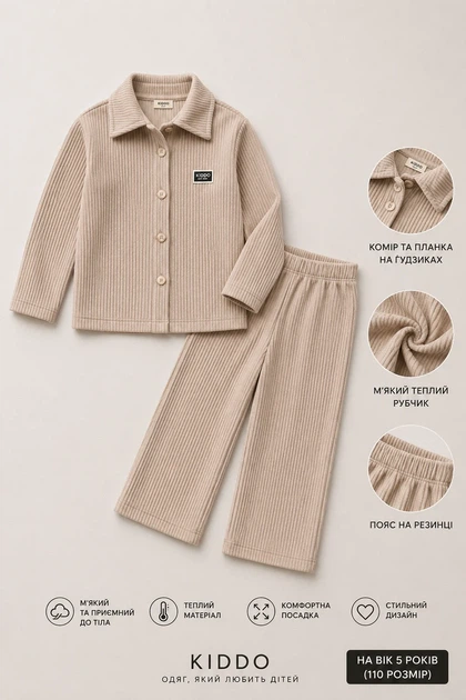 Комплект Cozy Warm Rib Kiddo бежевый 146 см - Фото 3 Комплект Cozy Warm Rib Kiddo бежевый 146 см - изображение 3