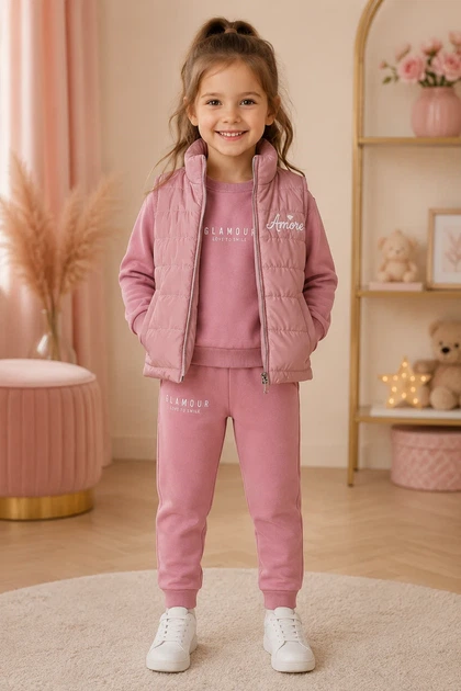Комплект-тройка Amore Kids Kiddo розовый 104 см - Фото 1 Комплект-тройка Amore Kids Kiddo розовый 104 см - изображение 1