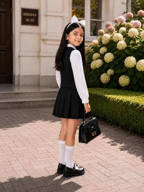 Комплект жилетка и юбка Crystal Kiddo черный 152 см - Фото 2 Комплект жилетка и юбка Crystal Kiddo черный 152 см - изображение 2
