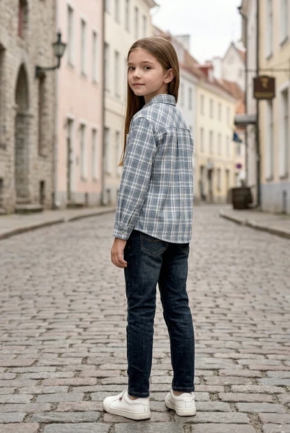 Сорочка для дівчинки в клітинку Kiddo Блакитний розмір 158 (KIDDO-EE2D5A6704C14007BAC359796482632A) - Фото 2 Сорочка для дівчинки в клітинку Kiddo Блакитний розмір 158 (KIDDO-EE2D5A6704C14007BAC359796482632A) - зображення 2