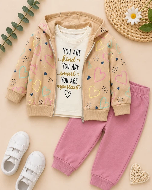 Костюм-тройка для девочки YOU ARE Kiddo Сливово-бежевый 92 см - Фото 3 Костюм-тройка для девочки YOU ARE Kiddo Сливово-бежевый 92 см - изображение 3