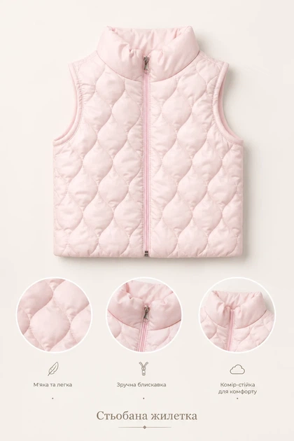 Жилетка стеганая Soft Kids Kiddo пастельный розовый 86 см - Фото 3 Жилетка стеганая Soft Kids Kiddo пастельный розовый 86 см - изображение 3