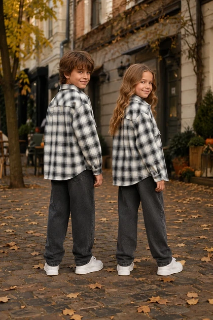 Сорочка тепла Casual Check Kiddo Чорно-біла клітинка 104 см - зображення 2