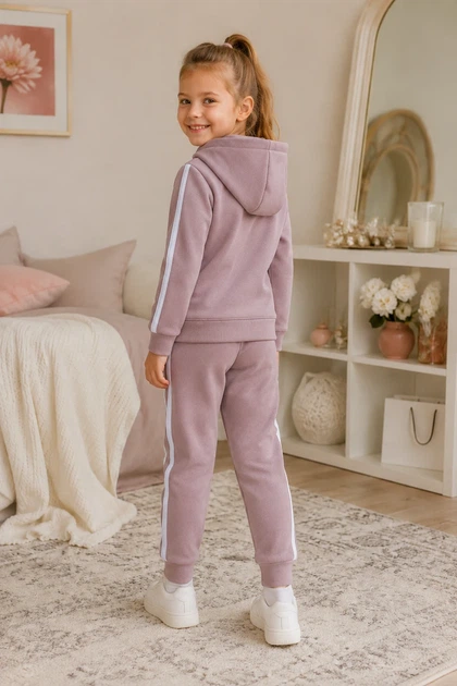 Костюм спортивный «Line» Kiddo лиловый 92 см - Фото 2 Костюм спортивный «Line» Kiddo лиловый 92 см - изображение 2