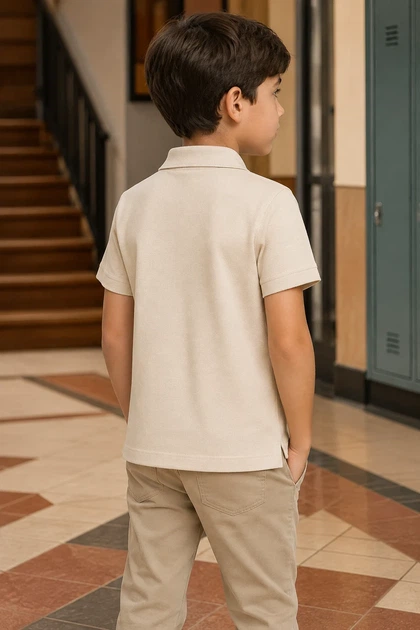 Базове поло «Classic Lacoste» Kiddo Світло-бежевий розмір 122 (KIDDO-A42EA208749A4F5D9B087344CB7290EE) - изображение 2