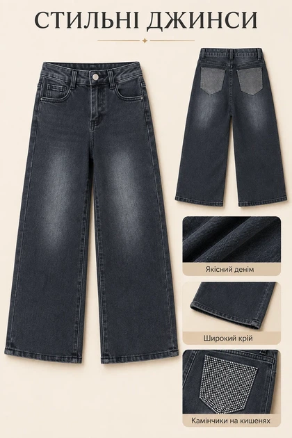 Джинси Crystal Pockets Kiddo Графіт розмір 116 (KIDDO-317F049DE4504220B5C906026099B27A) - зображення 3