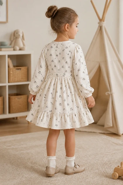 Платье из микровельвета Little Rose Kiddo светлый бежевый 110 см - Фото 2 Платье из микровельвета Little Rose Kiddo светлый бежевый 110 см - изображение 2