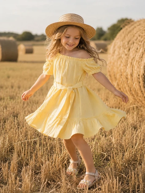 Платье Sunny Girl Kiddo лимонный желтый 122 см - Фото 1 Платье Sunny Girl Kiddo лимонный желтый 122 см - изображение 1