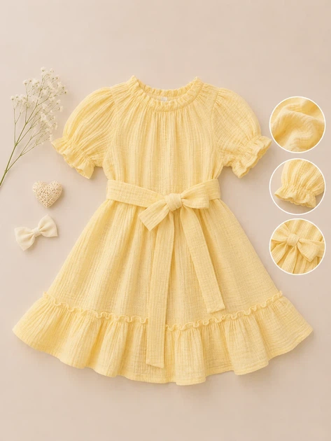 Платье Sunny Girl Kiddo лимонный желтый 122 см - Фото 3 Платье Sunny Girl Kiddo лимонный желтый 122 см - изображение 3