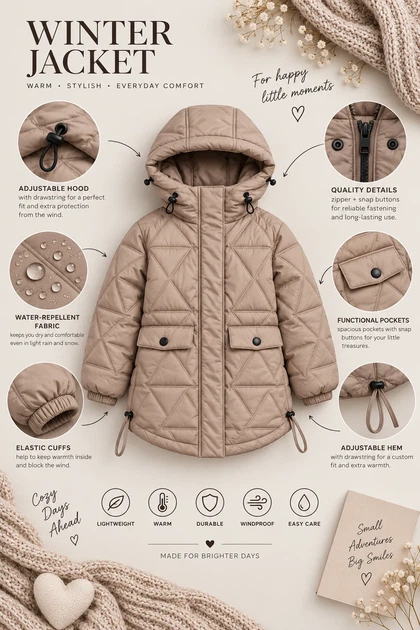 Демісезонна стьобана куртка Star Kiddo Бежевий розмір 122 (KIDDO-90118FF6088B4DD8AE6B18963A800EF6) - Фото 3 Демісезонна стьобана куртка Star Kiddo Бежевий розмір 122 (KIDDO-90118FF6088B4DD8AE6B18963A800EF6) - изображение 3
