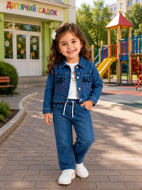 Комплект-тройка для девочки “Blue Diamond” Kiddo синий 92 см - Фото 1 Комплект-тройка для девочки “Blue Diamond” Kiddo синий 92 см - изображение 1