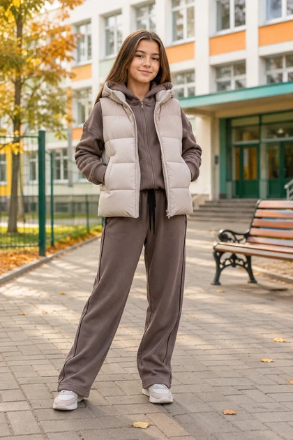 Жилетка стьобана з капюшоном Street Kiddo Світлий беж розмір 146 (KIDDO-B34E293D84D34E868B2514D49BE3808F) - Фото 1 Жилетка стьобана з капюшоном Street Kiddo Світлий беж розмір 146 (KIDDO-B34E293D84D34E868B2514D49BE3808F) - изображение 1