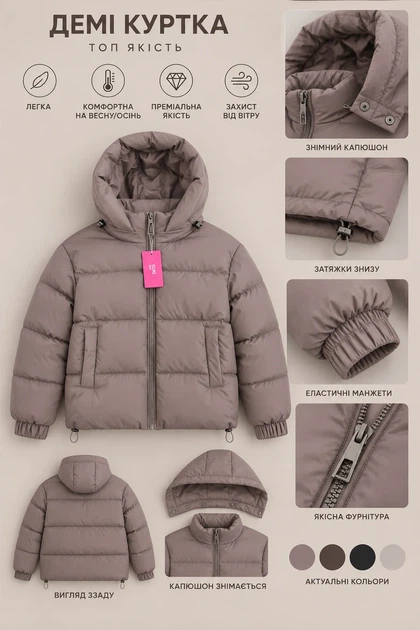 Куртка деми Air Cloud Kiddo мокко 164 см - Фото 3 Куртка деми Air Cloud Kiddo мокко 164 см - изображение 3
