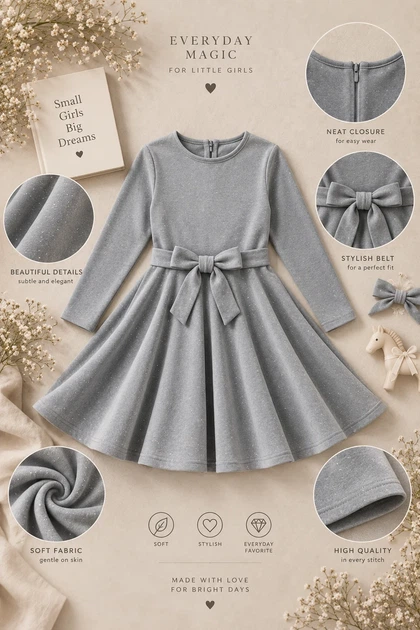 Платье Velvet Sparkle с мерцающими стразами Kiddo серый 122 см - изображение 3