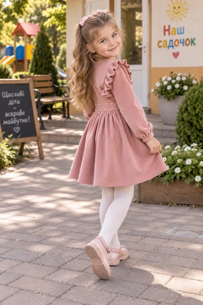Тепла сукня Crystal Ruffle з оксамитового трикотажу Kiddo Пудра розмір 98 (KIDDO-D1EE54D5EAFA48F28511A063DB1F293C) - Фото 2 Тепла сукня Crystal Ruffle з оксамитового трикотажу Kiddo Пудра розмір 98 (KIDDO-D1EE54D5EAFA48F28511A063DB1F293C) - изображение 2
