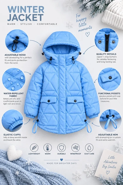 Куртка демісезонна стьобана Star Kiddo Блакитний розмір 140 (KIDDO-FB3C2A06FC454EB79393651C06BC7CA1) - изображение 3