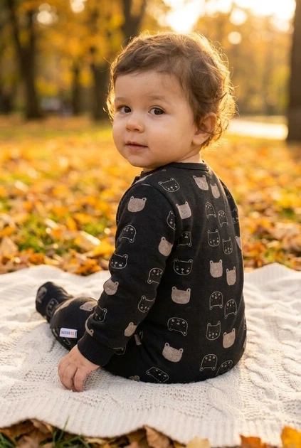 Комбінезон з принтом ведмедиків Kiddo Чорний розмір 80 (KIDDO-BE88869628BB45CA958BEE4C5CE07B34) - зображення 2