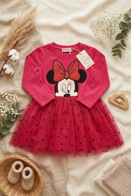 Платье с пышной юбкой из фатина Kiddo малиновый 86 см - изображение 3