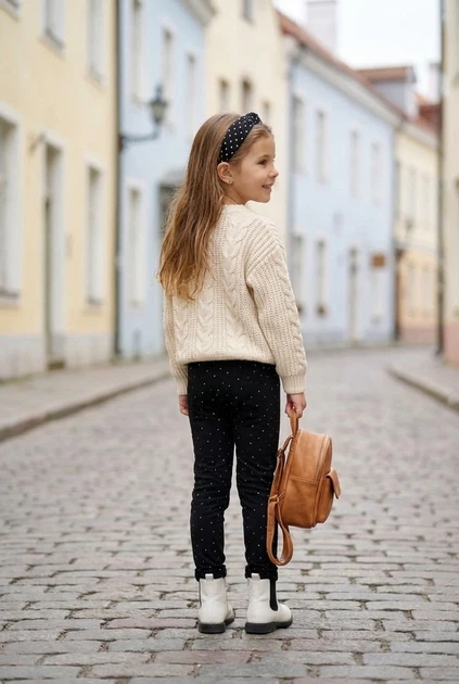 Штани чорні з дрібним білим горошком Kiddo Чорний розмір 122 (KIDDO-48BA27BA97CE496684EA4C28B07D159F) - зображення 2