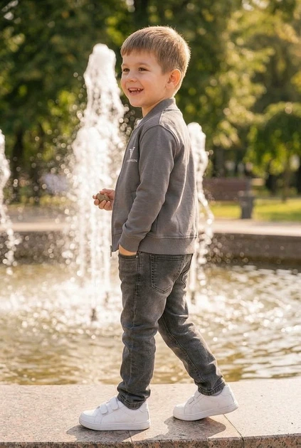 Кофта-бомбер серая Kiddo серый 146 см - Фото 2 Кофта-бомбер серая Kiddo серый 146 см - изображение 2