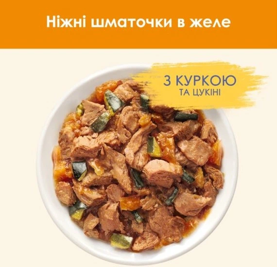 Вологий корм для котів Purina Cat Chow Adult шматочки в желе з куркою та цукіні (26х85г) - зображення 3