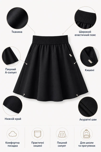 Юбка Grace Flair Kiddo С карманами 134 см - Фото 3 Юбка Grace Flair Kiddo С карманами 134 см - изображение 3