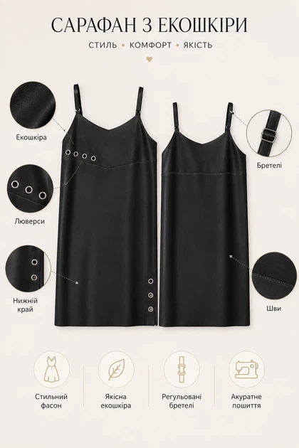 Сарафан Urban Leather Kiddo черный 158 см - изображение 3