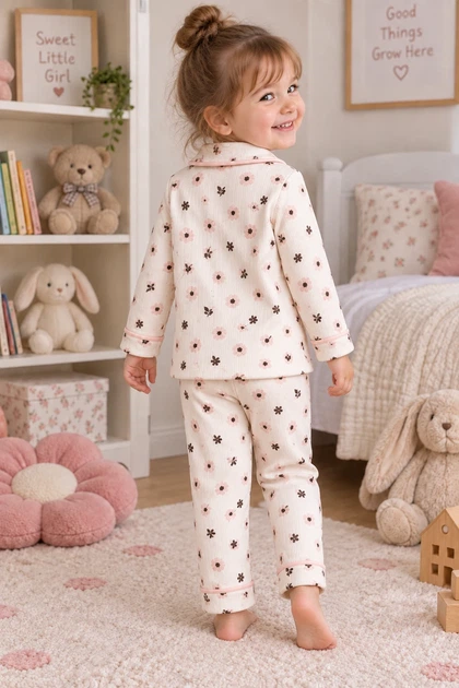 Піжама для дівчинки Cotton Flowers Kiddo Пудра розмір 92 (KIDDO-8E9CA22D7F7A4D259BF0C658DADBC379) - зображення 3