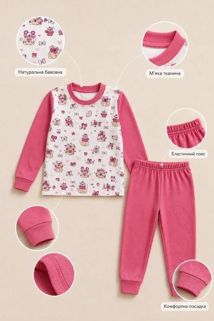Пижама детская Pink Story Kiddo Собачки 128 см - изображение 3