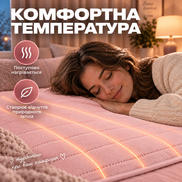 Электропростынь Termosoft теплая простынь с подогревом Kayfovo 120*160 полуторка байка Розовый - изображение 2
